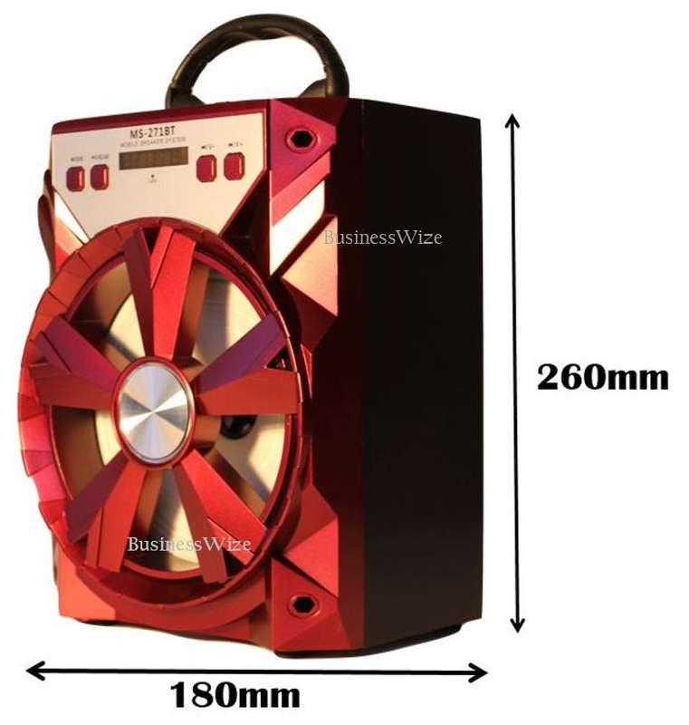 Wooden Bluetooth Multimedia Radio With X-Bass Speaker - USB/TF/AUX/MIC/ FM Radio & LED Display