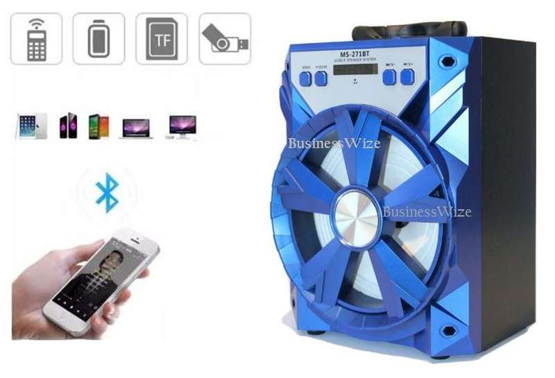Wooden Bluetooth Multimedia Radio With X-Bass Speaker - USB/TF/AUX/MIC/ FM Radio & LED Display
