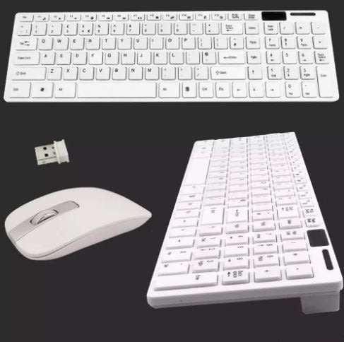Super Slim 2.4 Ghz Wireless Keyboard, Mouse, Silicone Protective Skin & USB Receiver Combo White
