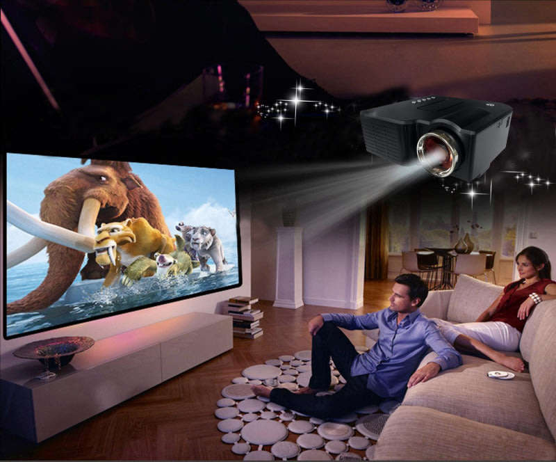 HD 1080P LED Multimedia Projector & Home Theater Cinema & Remote - AV, TV, VGA, HDMI, USB, SD, WTC