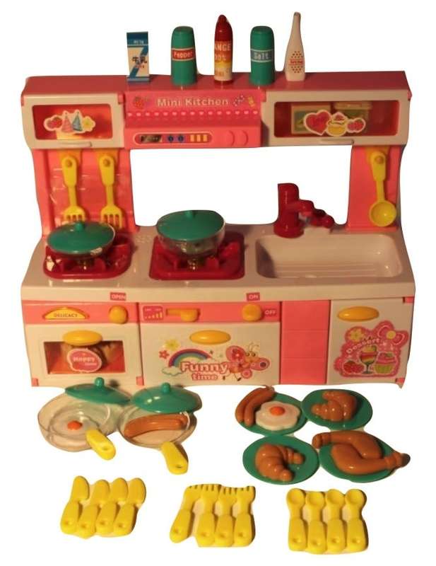 Mini Kitchen Play Set With Opening Doors, Sound & Light - Simulates a Real Kitchen With Accessories