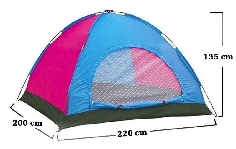 4 Man Tent in Zipper Bag - Lightweight & Easy to Install (200 X 220 X 135 cm)
