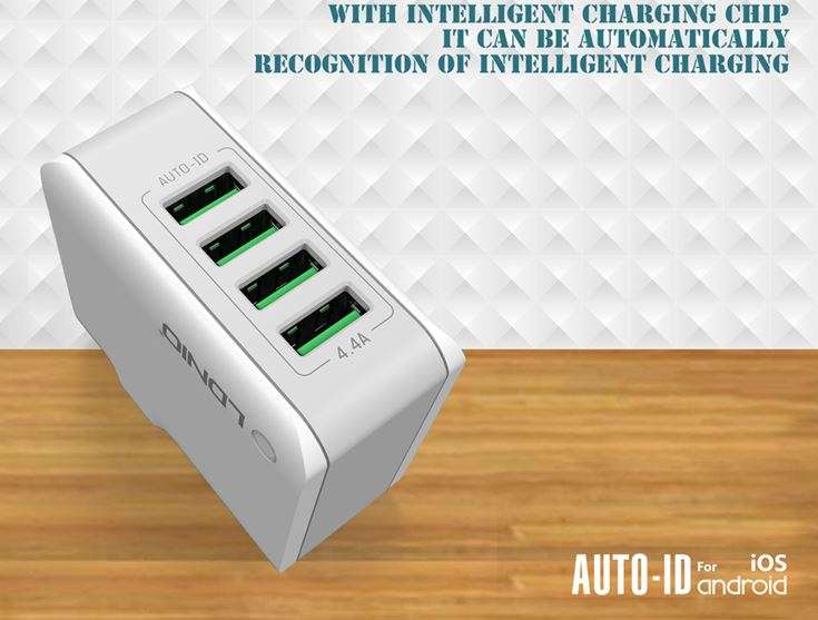 LDNIO Original 4 USB Multi Ports 4.4A Fast Charger