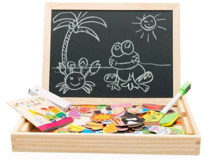 3D Farm Spell Magnetic Whiteboard & Chalkboard Set In a Wooden Box