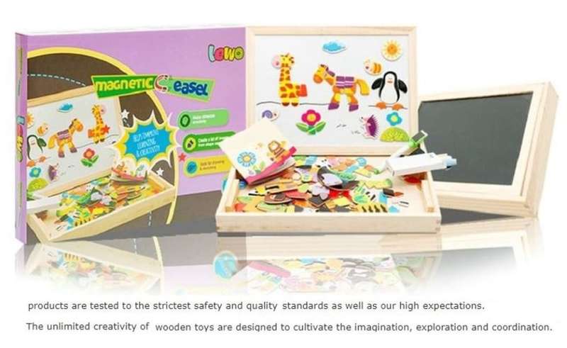 3D Farm Spell Magnetic Whiteboard & Chalkboard Set In a Wooden Box