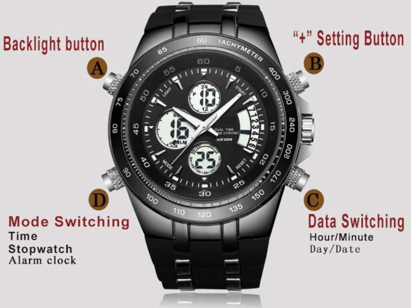 Exquisite Men's Multi Chronograph Watch With LED Back Light in a Complimentary Tin Gift Box