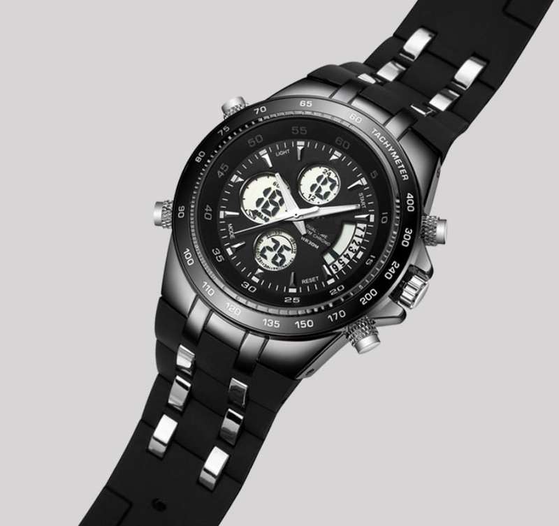 Exquisite Men's Multi Chronograph Watch With LED Back Light in a Complimentary Tin Gift Box