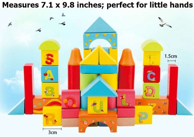 50 Piece Alphabet Letter Wooden Blocks Play Set Perfect for sensory development and educational play