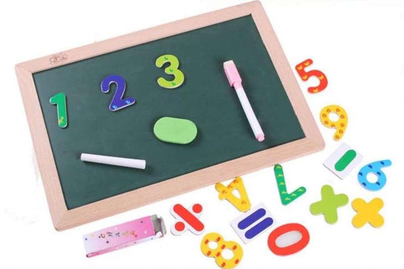 Mathematics Number & Animal Magnetic Whiteboard & Chalkboard Set In a Wooden Box