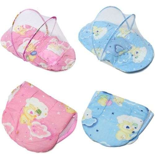 Baby Foldable Mattress & Pillow Net Bed - Protect Your Little One From Insects and Harmful Diseases
