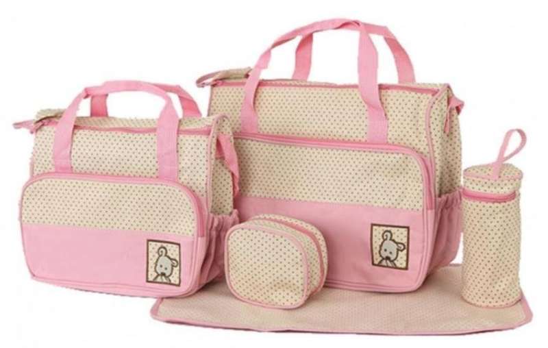 5 in 1 Baby Bag Set Made of Waterproof Microfiber Material - Lots of Space For All Your Baby's Needs