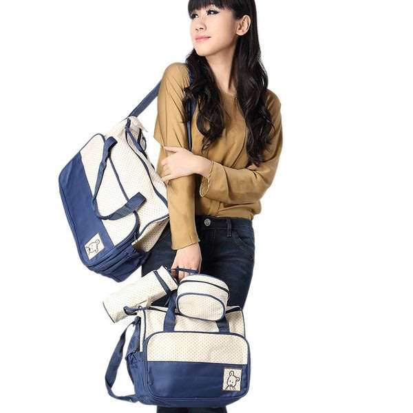5 in 1 Baby Bag Set Made of Waterproof Microfiber Material - Lots of Space For All Your Baby's Needs