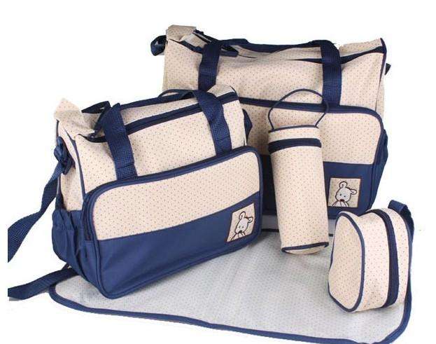 5 in 1 Baby Bag Set Made of Waterproof Microfiber Material - Lots of Space For All Your Baby's Needs