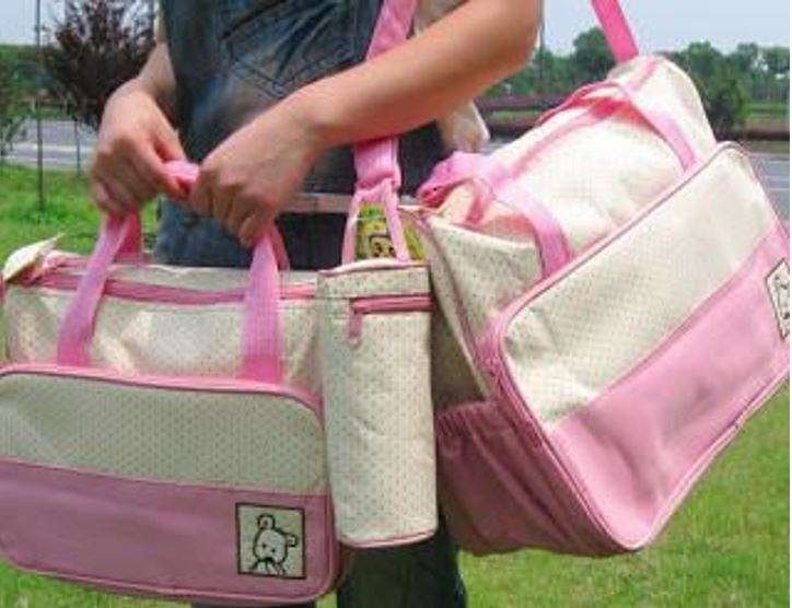 5 in 1 Baby Bag Set Made of Waterproof Microfiber Material - Lots of Space For All Your Baby's Needs