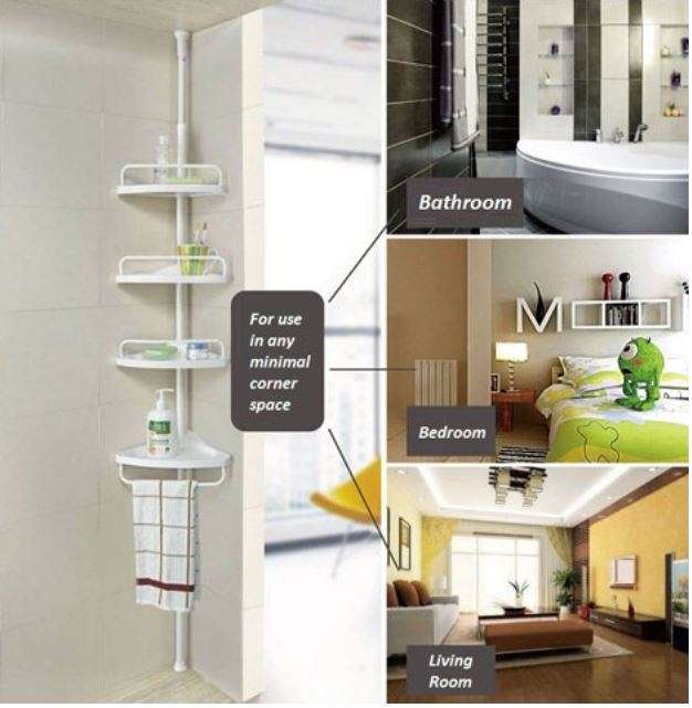 Self-Adhesive Corner Shelf - Adjustable Height, No Screws, No Nails - Sit it up Anywhere!