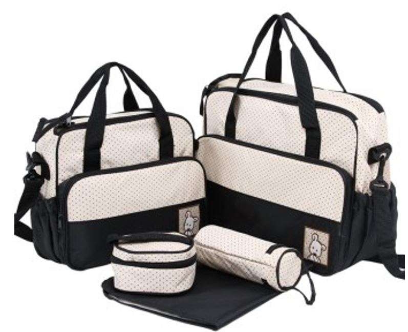 5 in 1 Baby Bag Set Made of Waterproof Microfiber Material - Lots of Space For All Your Baby's Needs