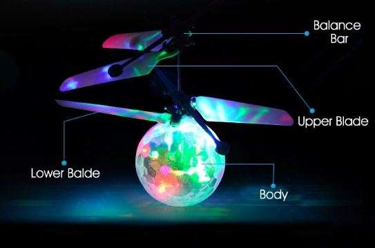 Colourfull Infrared Smart Sensor Flying Disco Ball Helicopter, Light Effects & USB Charging