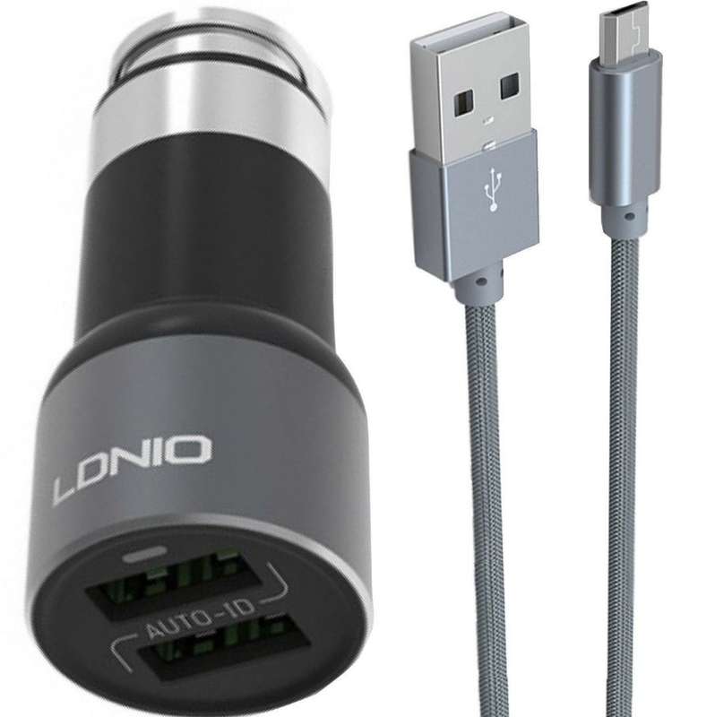 Original LED Ldnio C303 Car Charger with Dual USB 5V/3.6A Quick Charge Full Metal For IOS or Android