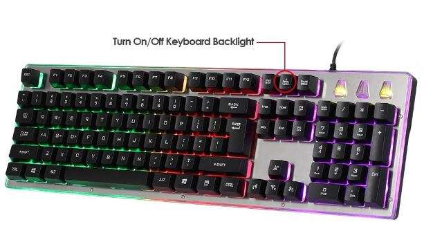LED Gaming Keyboard 104 Key Back light Design, Wired with USB Interface