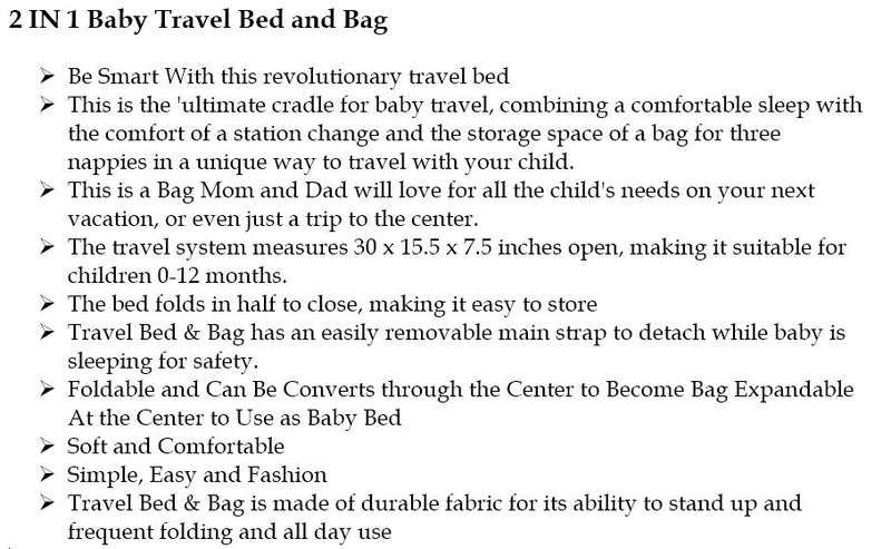 2 in 1 Baby Travel Bed and Bag - Soft, Comfortable, Easy, Simple from Bag to Bed & Changing Station