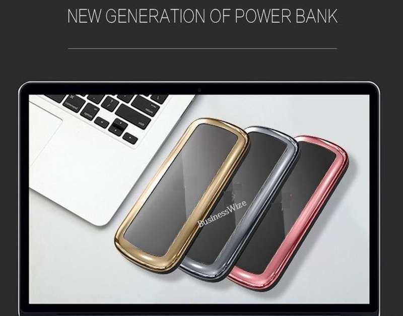 27 000 mAh Mirror Power Bank with 2 USB Ports for Charging of Electronic Devices, LED Flashlight