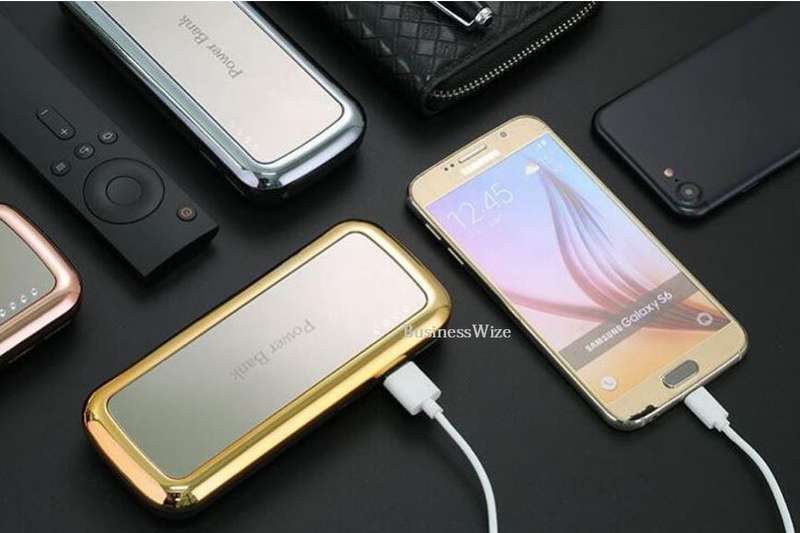 27 000 mAh Mirror Power Bank with 2 USB Ports for Charging of Electronic Devices, LED Flashlight