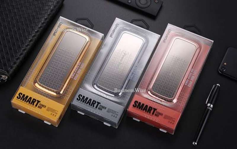 27 000 mAh Mirror Power Bank with 2 USB Ports for Charging of Electronic Devices, LED Flashlight