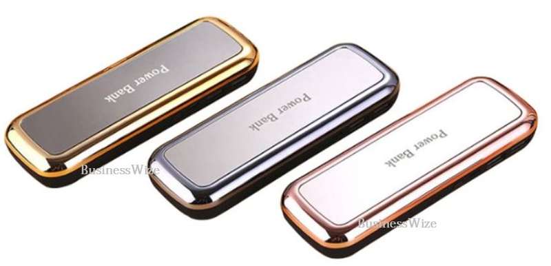 27 000 mAh Mirror Power Bank with 2 USB Ports for Charging of Electronic Devices, LED Flashlight