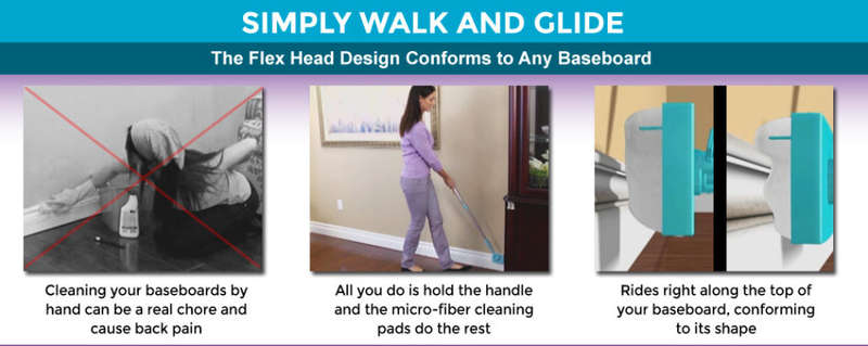 Baseboard Buddy Simply Glide and Dust - Extendable Microfiber Cleaner