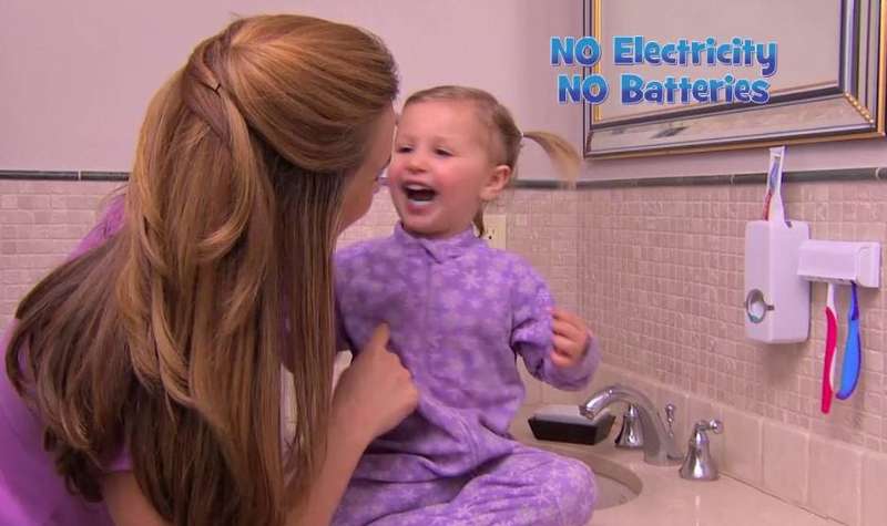 Touch Me 2-in-1 Automatic Hands-free Vacuum Toothpaste Dispenser With Holder Rack, No Batteries