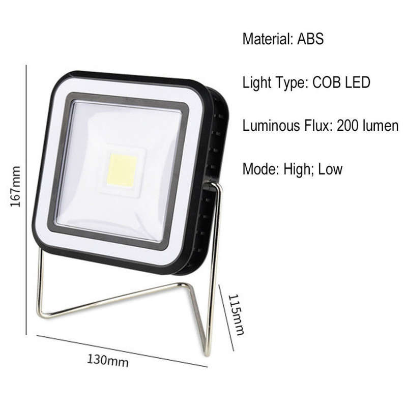 COB LED Solar Power Rechargeable Light & POWER BANK for Charging of Devices, Rotate 360 Degrees