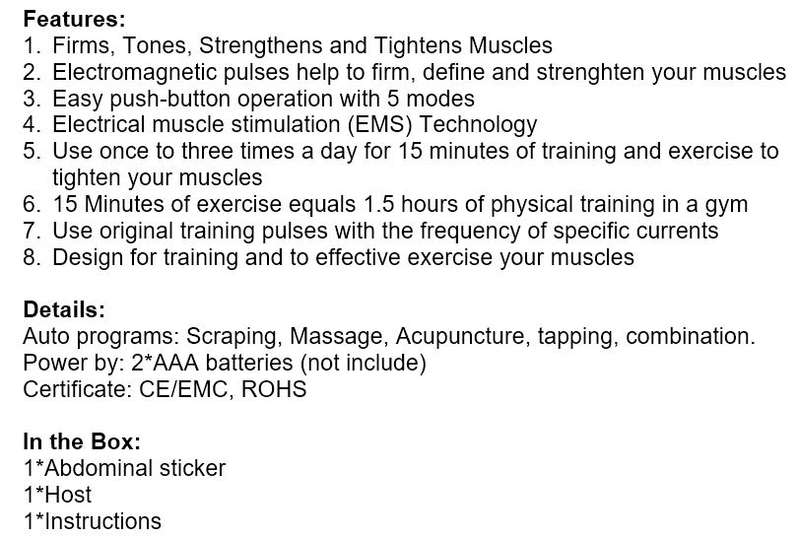 Home Gym - Wireless Electronic EMS 6 Pack Abs Muscle Simulator Kit with 5 modes