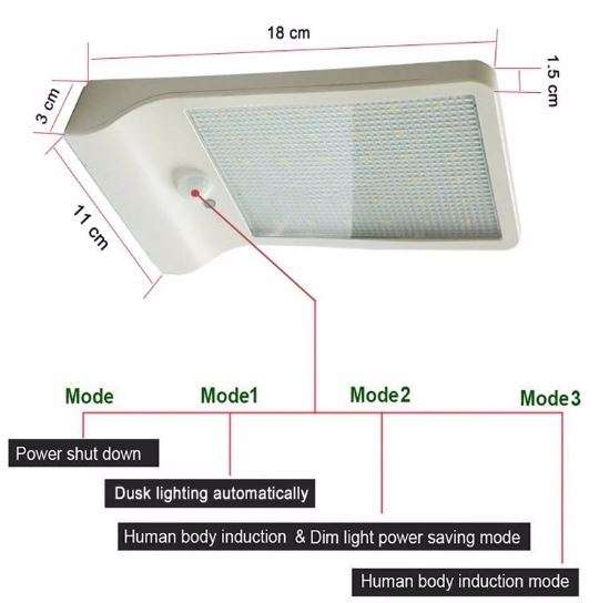 42 LED SOLAR Street & Garden Light, PIR, Motion Sensor, Waterproof with 3 modes