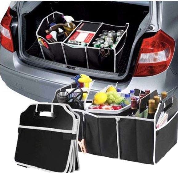 Portable, Convenient, and Collapsible Car Boot Organizer with Carry Handles