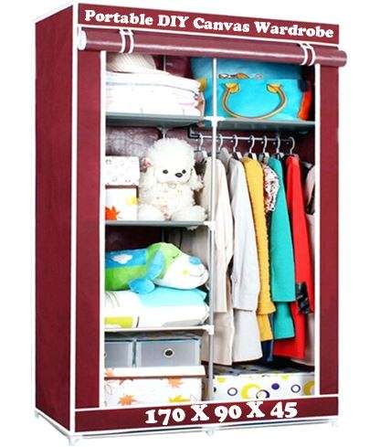 Double Portable & Foldable Canvas Wardrobe - Great Storage Unit for Anything or Any Place