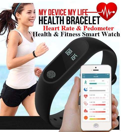 Bluetooth Health Smart Watch - Heart Rate Monitor, Pedometer, Blood Pressure, Track Mood & more...