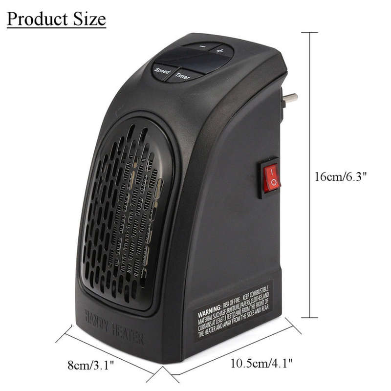 400W Wall Outlet Handy Heater - Set temperature up to 32°C, LED Display, Timer & Speed Settings