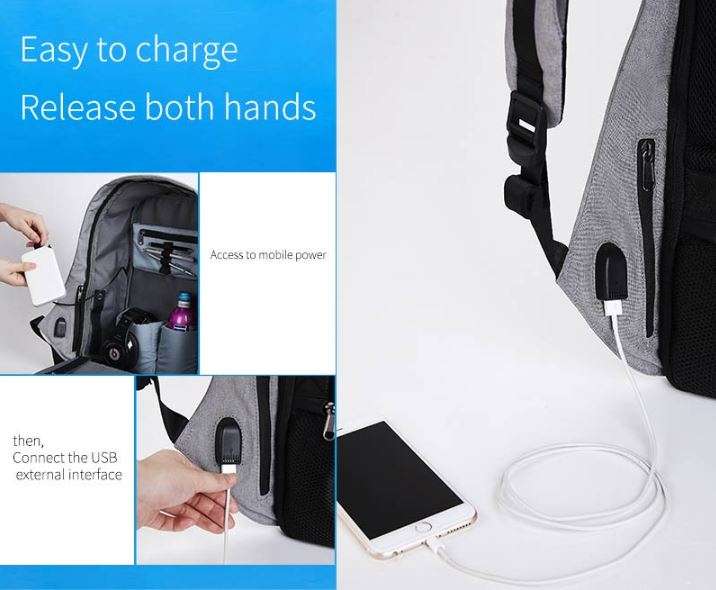 Anti-Theft USB Backpack with Reflective Strips & Multiple Storage Compartments
