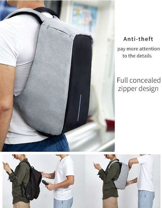 Anti-Theft USB Backpack with Reflective Strips & Multiple Storage Compartments
