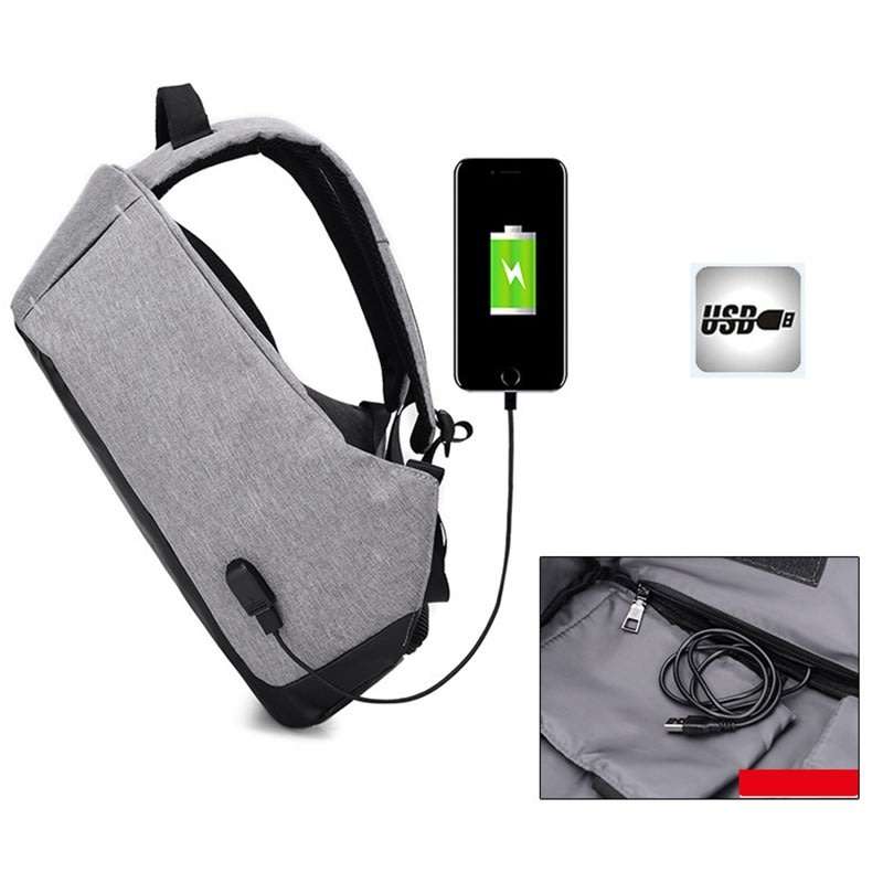 Anti-Theft USB Backpack with Reflective Strips & Multiple Storage Compartments