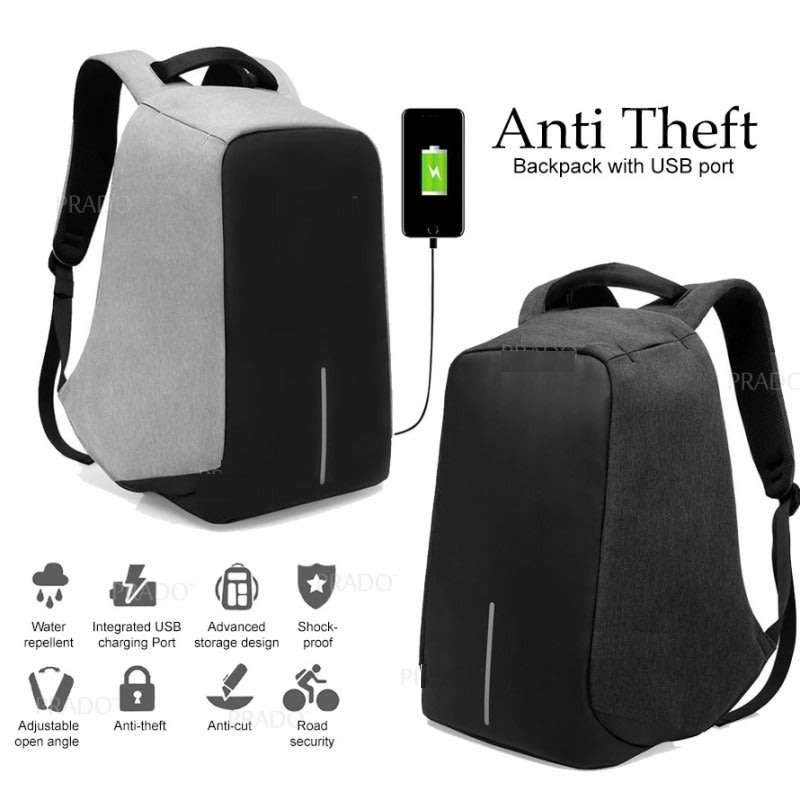 Anti-Theft USB Backpack with Reflective Strips & Multiple Storage Compartments