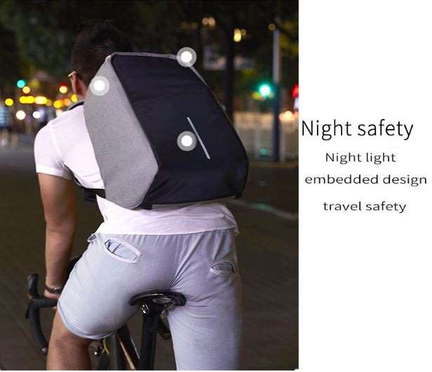 Anti-Theft USB Backpack with Reflective Strips & Multiple Storage Compartments