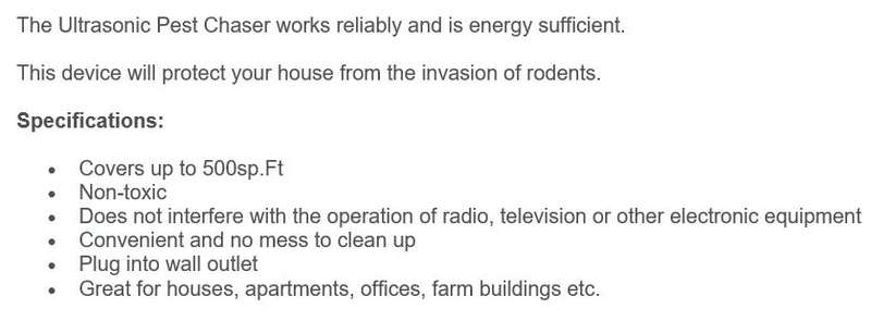 Effective Wall Outlet Ultrasound Pest Repellent for mice, rats and other Insects LOWEST COURIER FEES