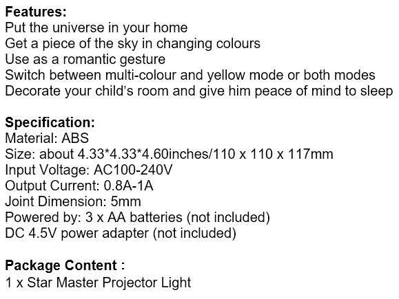 Star Master Projector Light - Put the Universe in your Room, Any Child's Dream