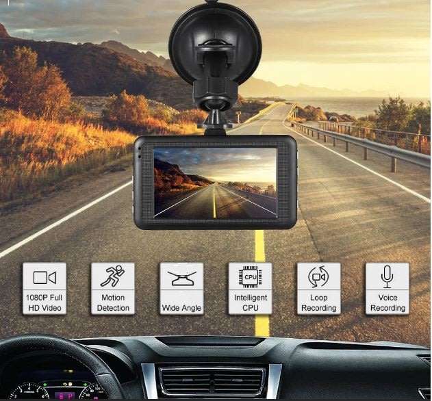 Full HD 1080P 3" Car Camera & Video Recorder, HDMI Port, 3 MP, Night Vision, G-Sensor