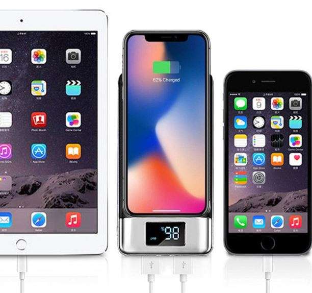 10000mAh Dual USB Power Bank & Wireless Charger, LED Digital Display & Flashlight