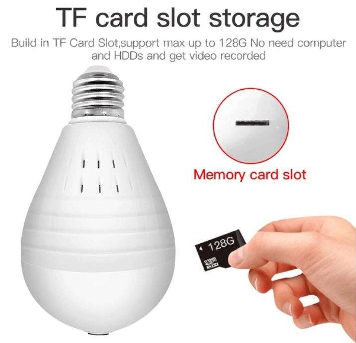 WI-FI Wireless Two-Way Intercom 360° HD Panoramic IP Bulb Camera & Light, Support SD Card