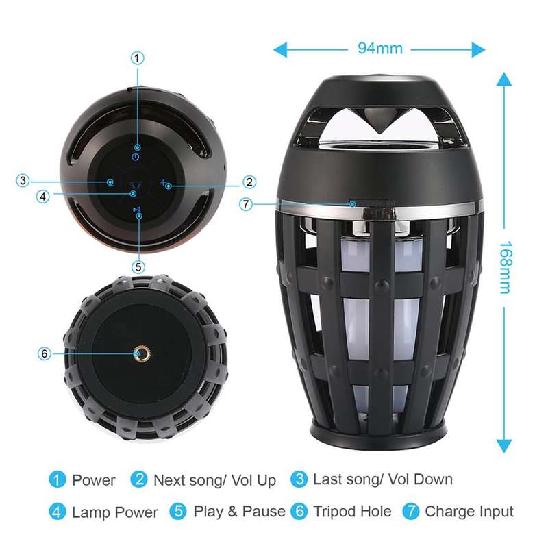 LED Atmosphere Flame Bluetooth Bass Speaker with USB Interface - Flame Beats Light Effect