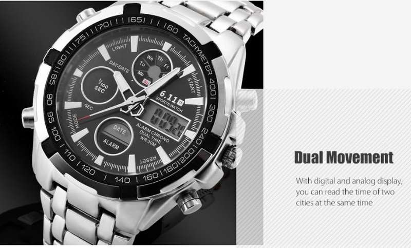 Exquisite Men's Multi Chronograph Watch With LED Back Light in a Complimentary Tin Gift Box