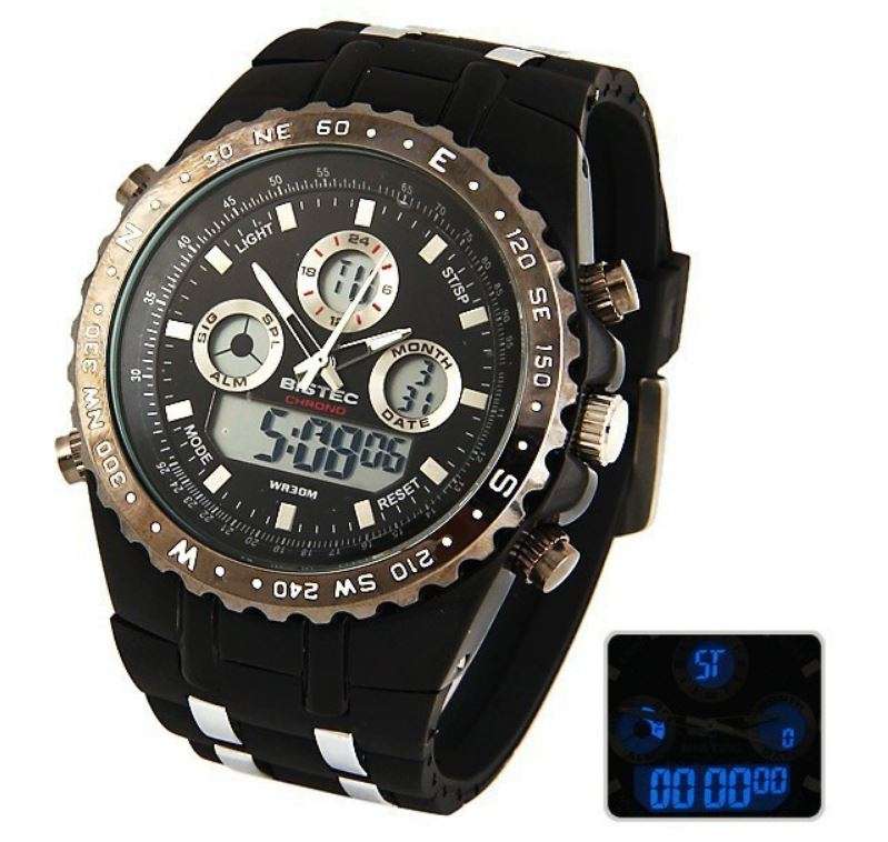 Exquisite Men's Multi Chronograph Watch With LED Back Light in a Complimentary Tin Gift Box